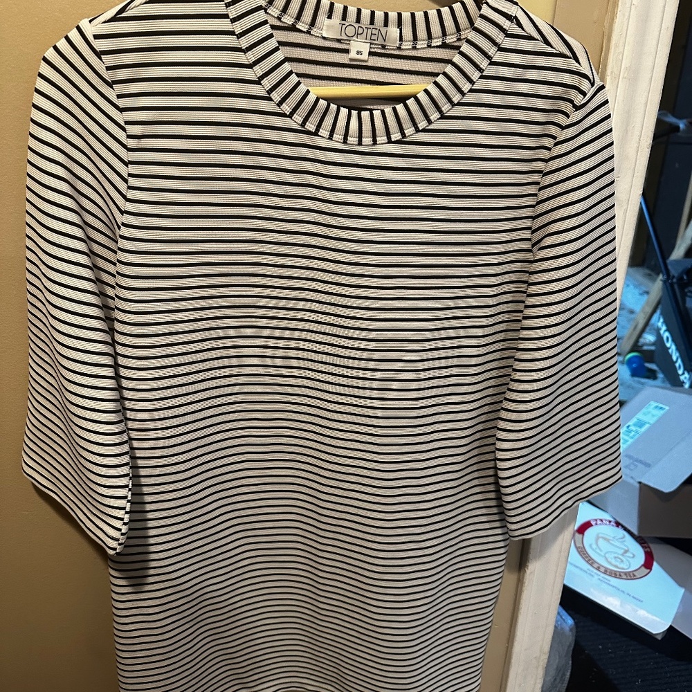 Black and white striped dress